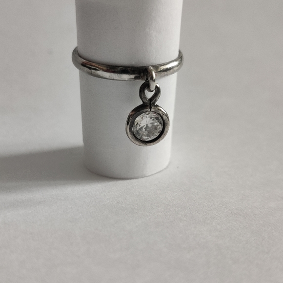 Vintage Diamante Drop Sterling Silver Ring - Picture 8 of 13